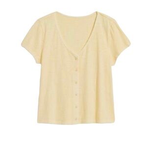 New 2X Old Navy Yellow V Neck Button Down Tee Shirt NWT